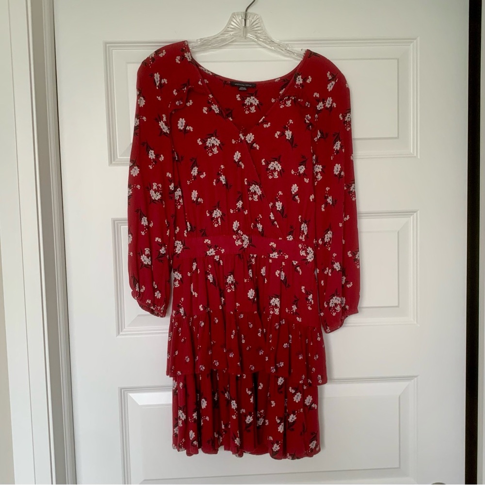American Eagle floral long sleeve ruffle dress